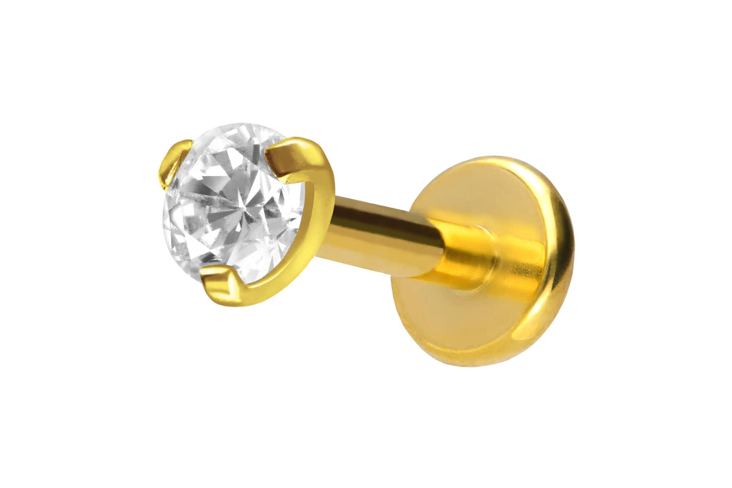 Titan Labret Piercing mit Innengewinde EINGEFASSTER KRISTALL